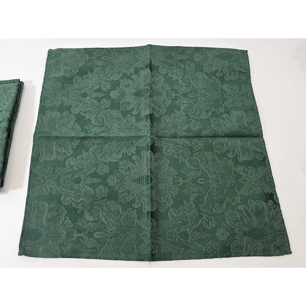 VINTAGE Wedgwood Damask‎ Napkins Set of 6 Emerald Green Christmas Holiday Dinner